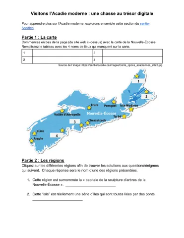 Visitons l’Acadie moderne : chasse au trésor digitale