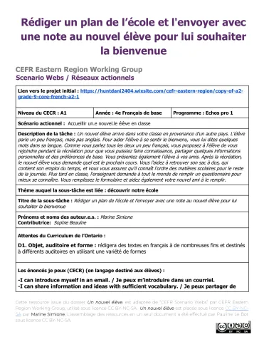 Accueillir un nouvel élève: Plan de l’école et note de bienvenue