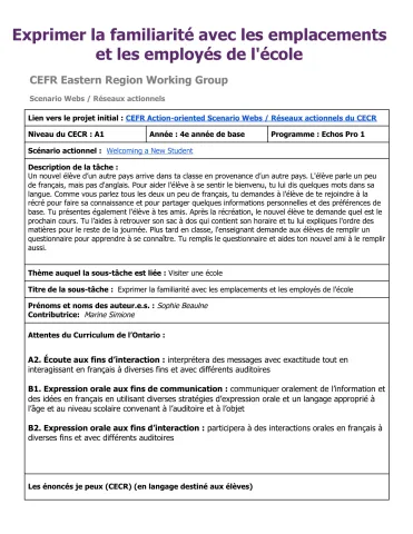 À l'école : Exprimer la familiarité avec les emplacements et les employés de l'école