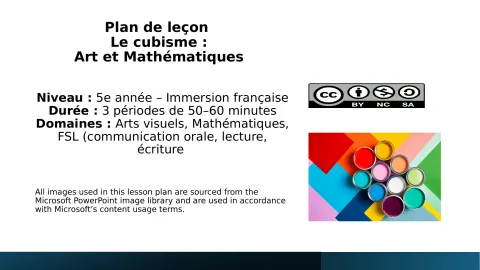 Le cubisme : Art et mathématiques (5e année, immersion française)