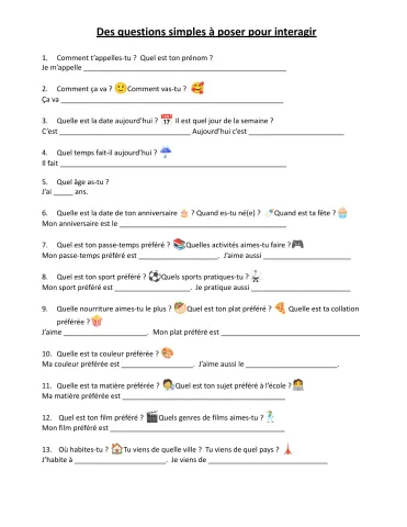 Des questions simples à poser pour interagir