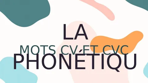 La phonétique: Syllabes CV-CVC