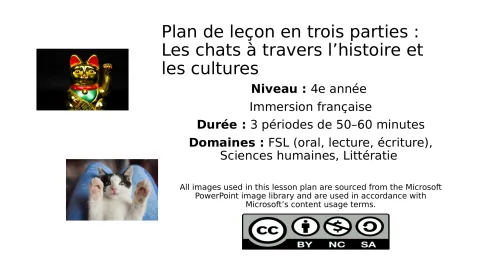 Les chats à travers l’histoire et les cultures – Plan de leçon (4e année, immersion française)