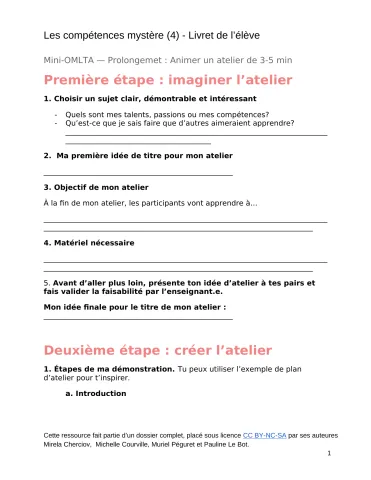 Les compétences mystère (4) — Livret de l’élève