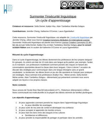 Surmonter l’insécurité linguistique – cycle d’apprentissage